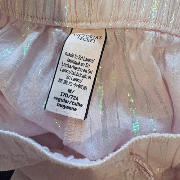Victoria's Secret 💕 Soft ☁️ Pink 💗Metallic Shiny 💎Stripe PJ Set Size M - Picture 7 of 11